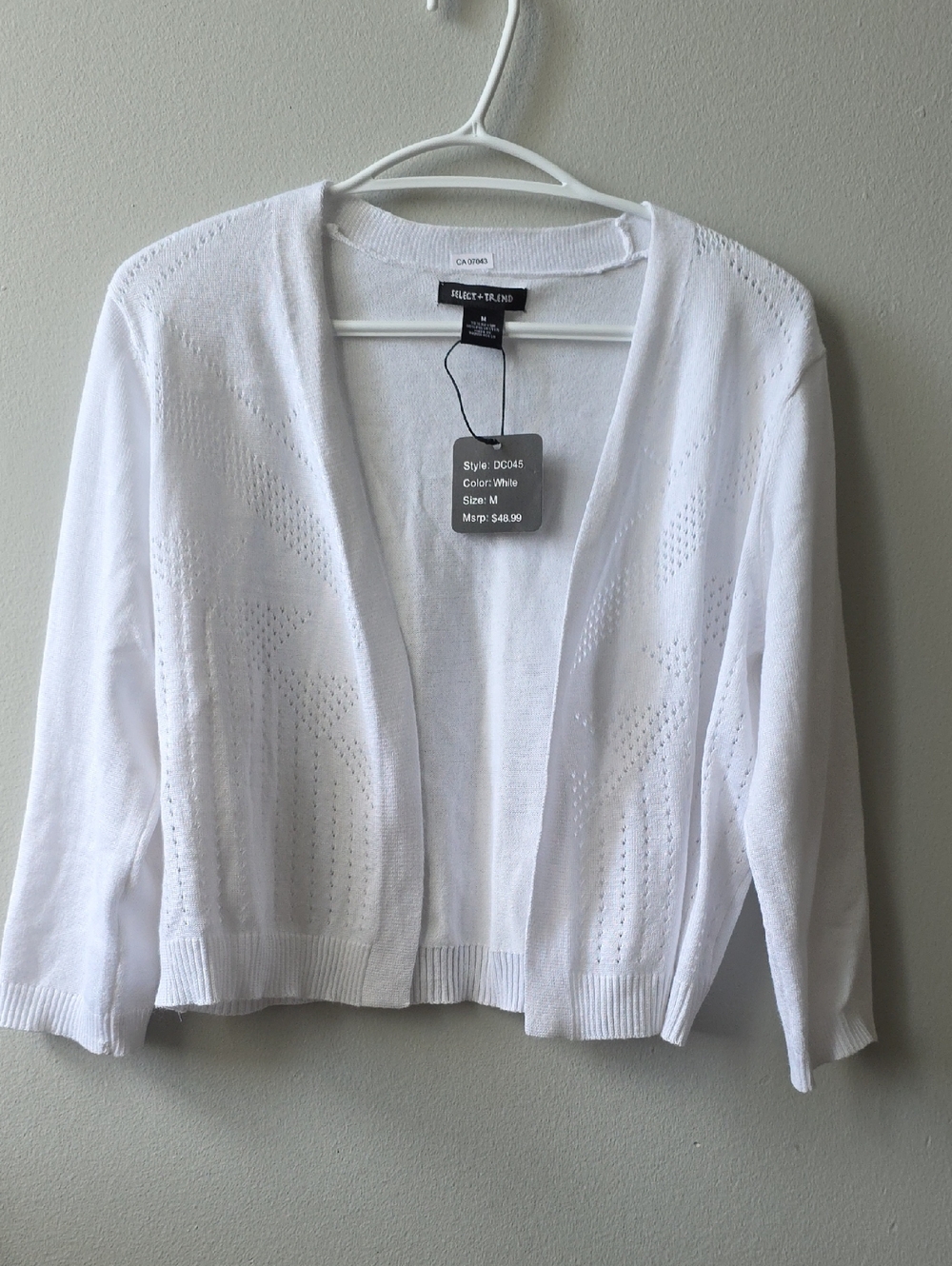 Select + Trend White Open-Front Knit Cardigan